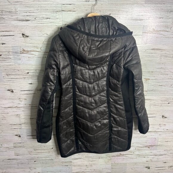 Guess Quilted Lightweight Puffer Coat black brown size small - Picture 9 of 9
